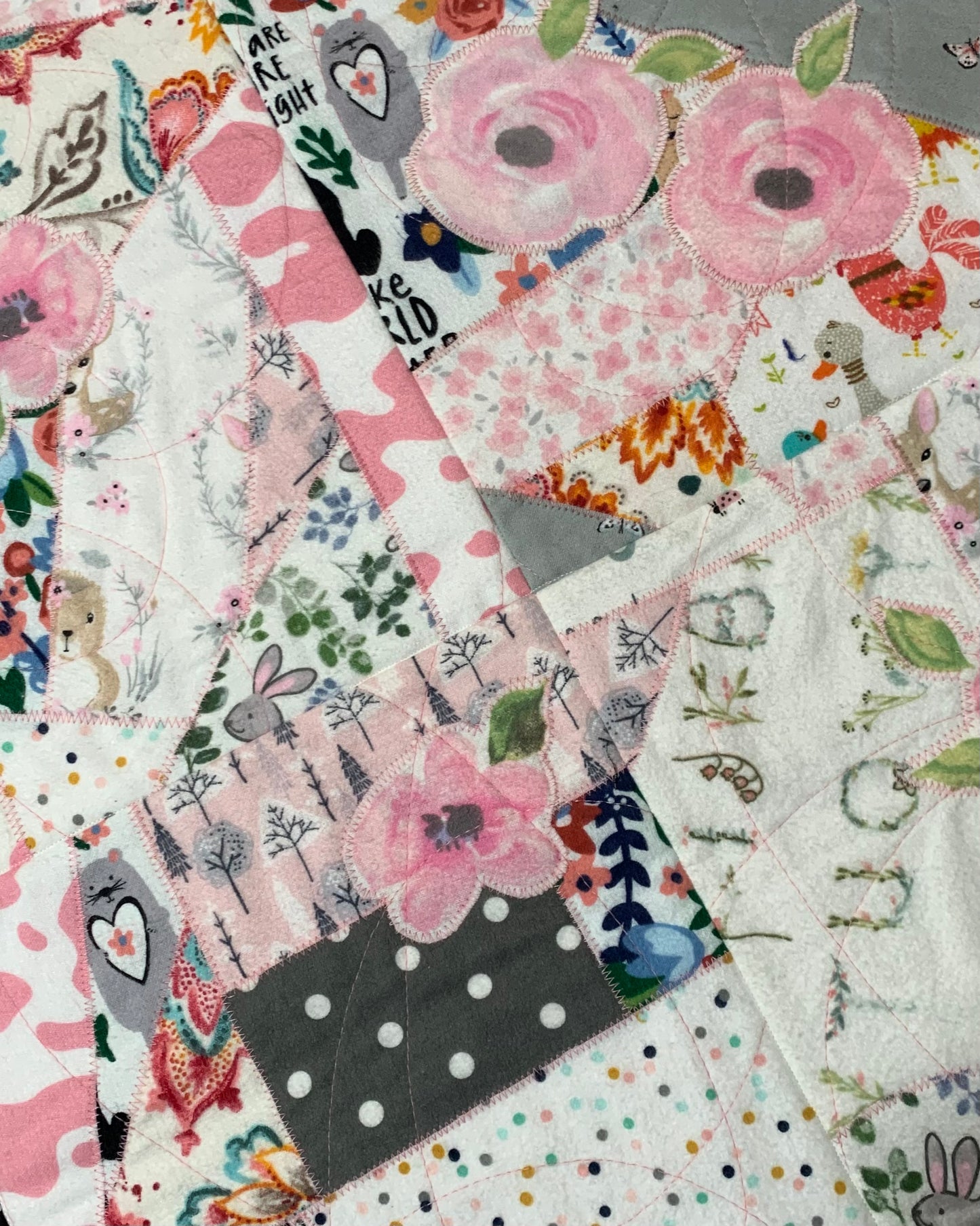 Patchwork Flannel (Pink + Black + White) Quilt