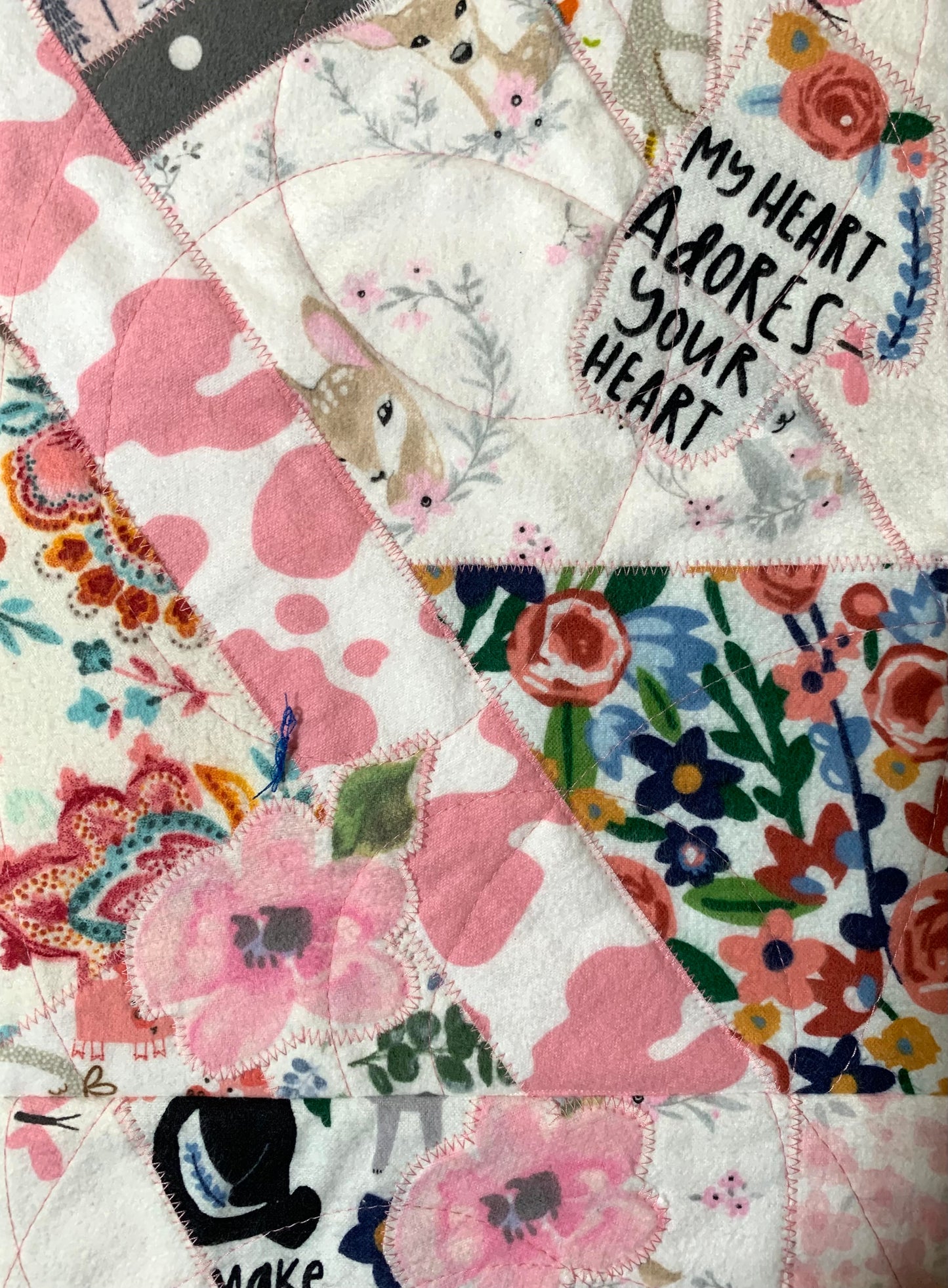 Patchwork Flannel (Pink + Black + White) Quilt