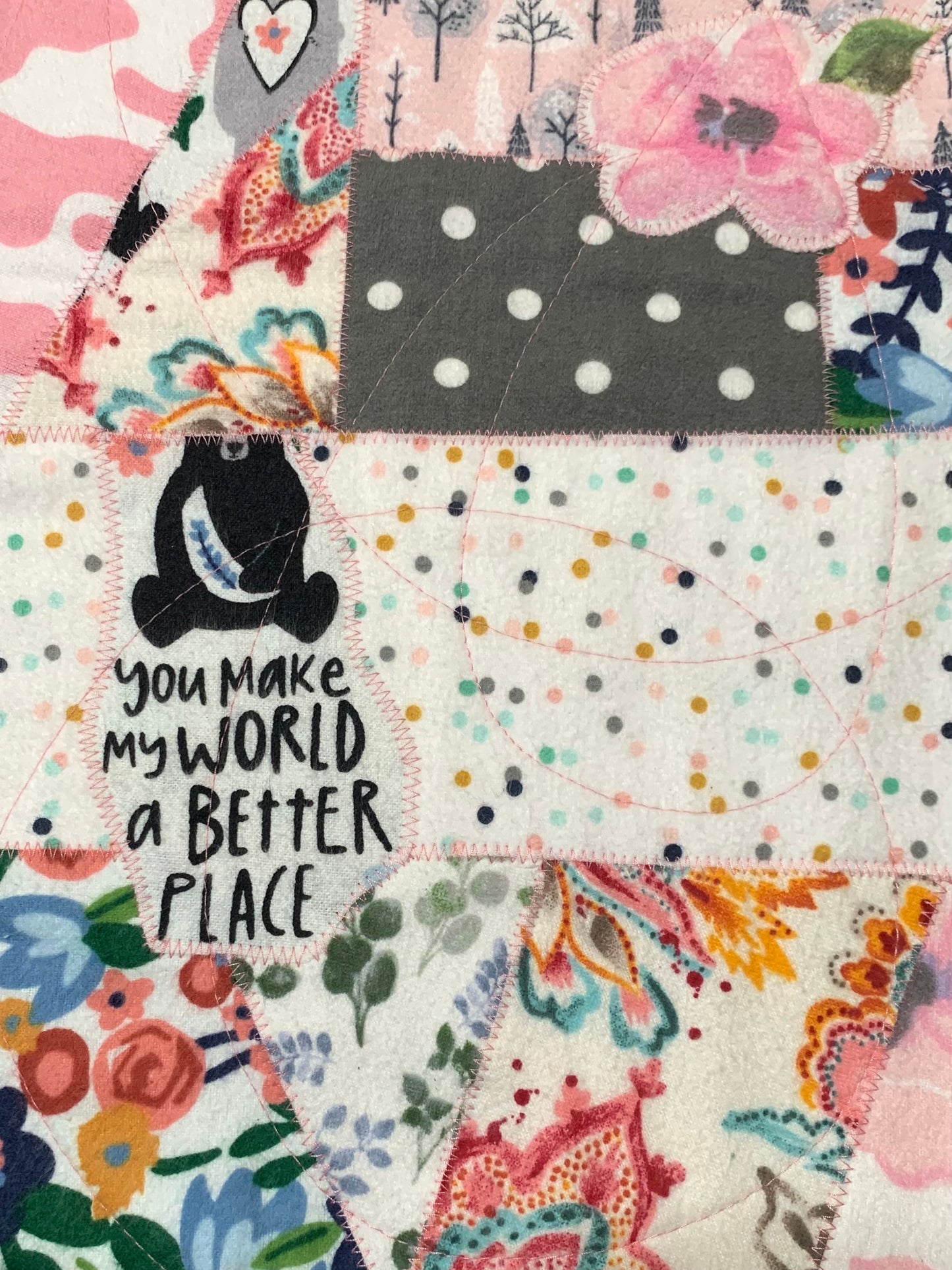 Patchwork Flannel (Pink + Black + White) Quilt