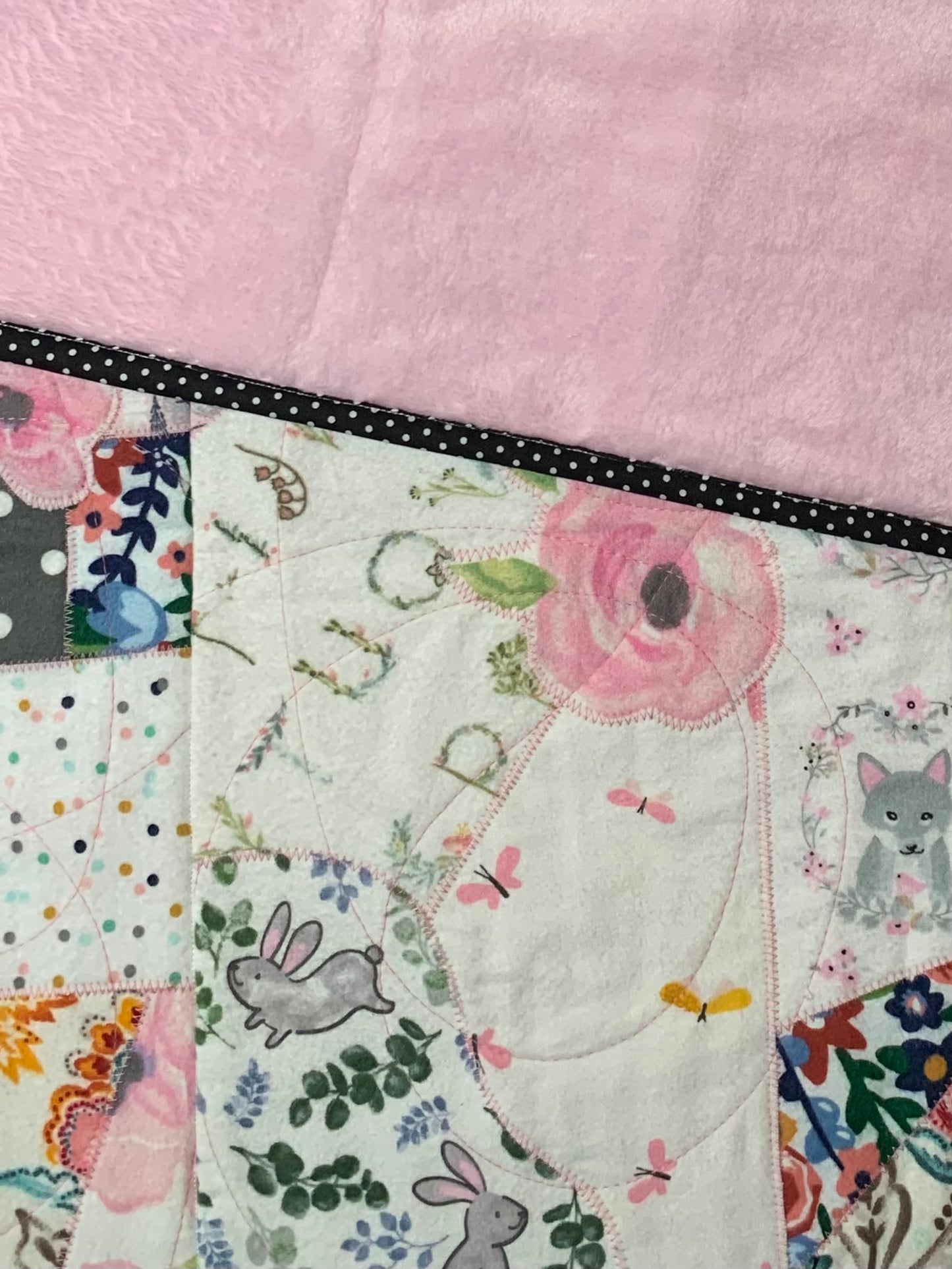 Patchwork Flannel (Pink + Black + White) Quilt