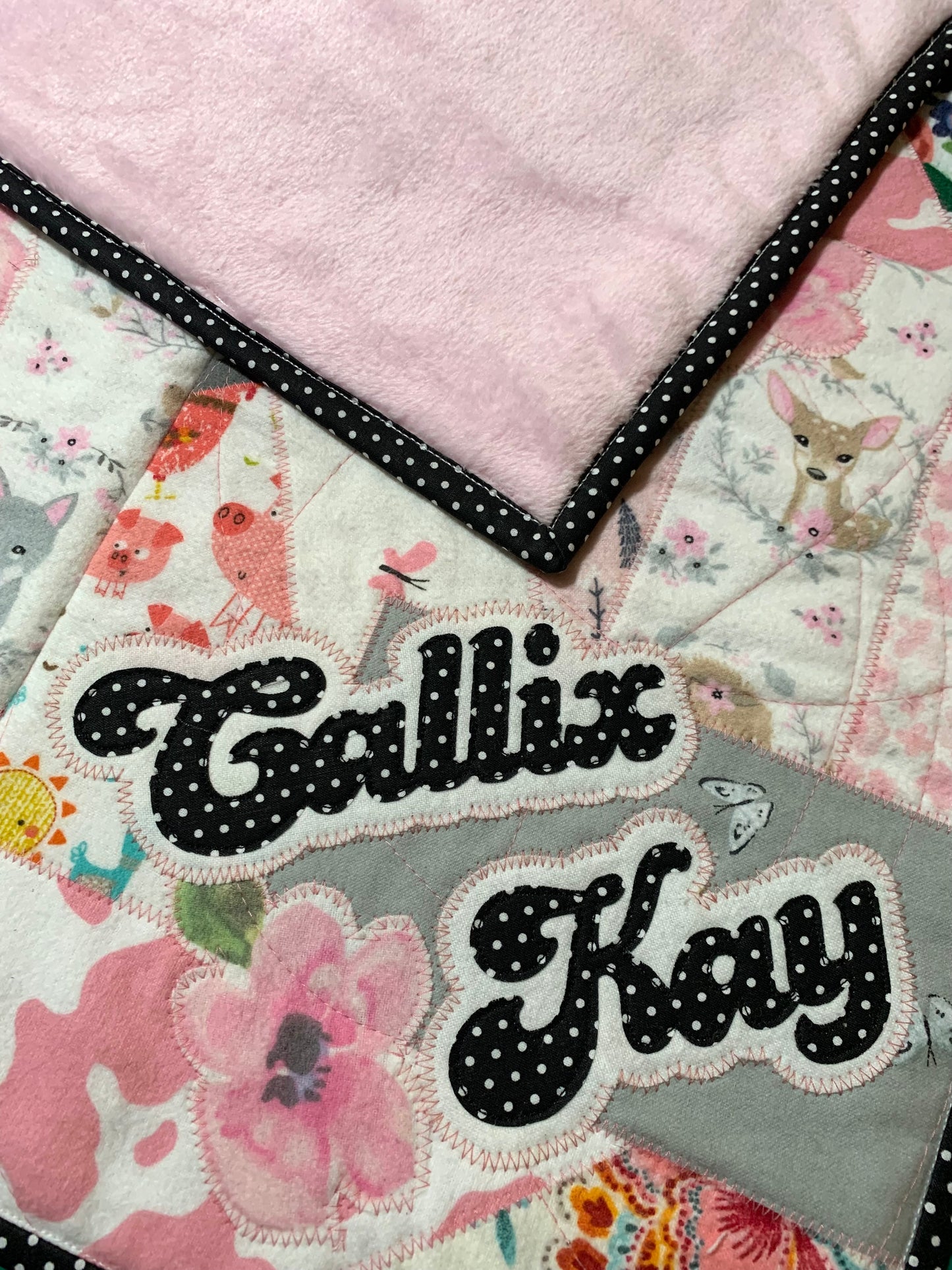 Patchwork Flannel (Pink + Black + White) Quilt