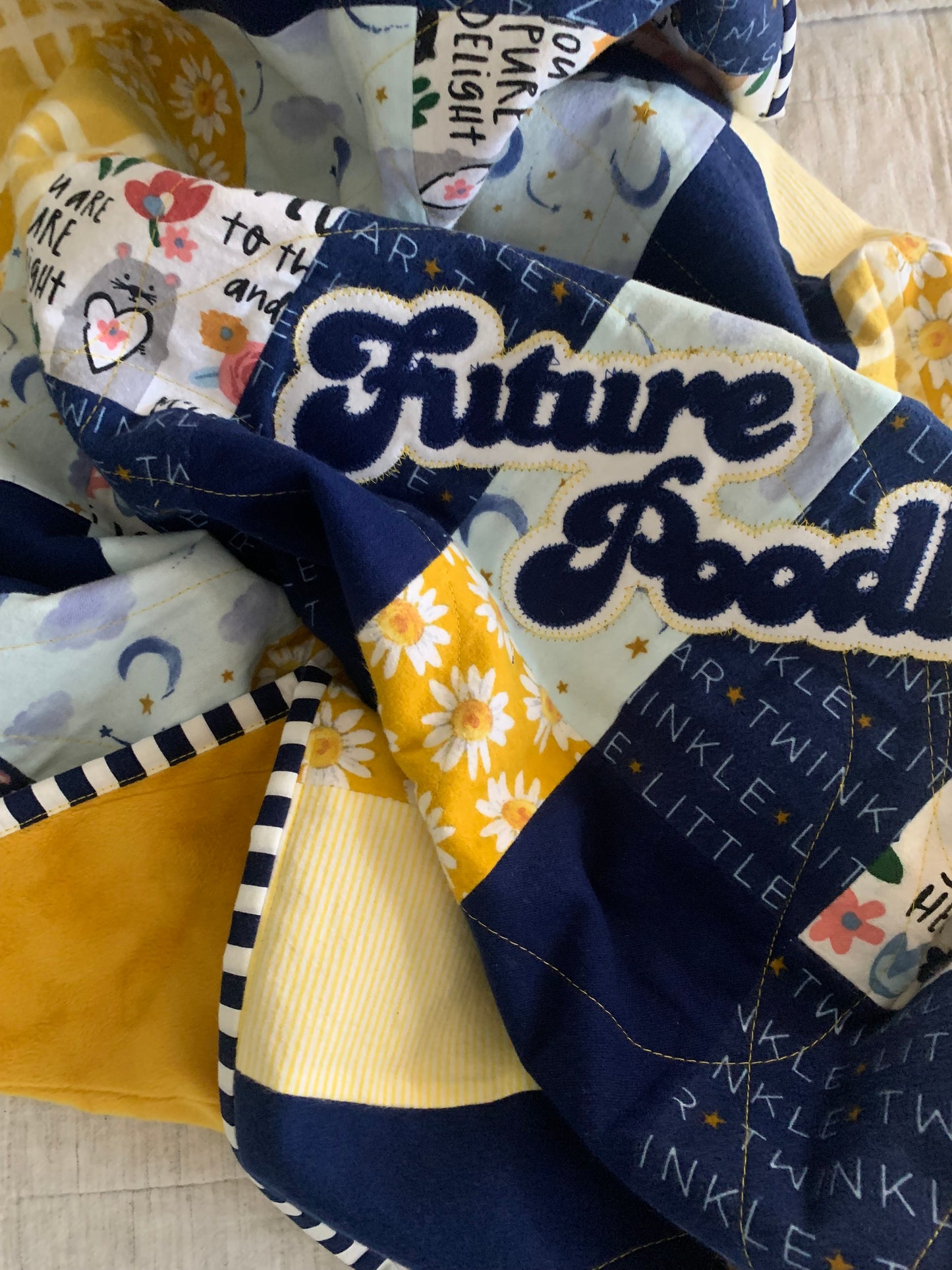 Patchwork Flannel (Blue + Gold) Quilt