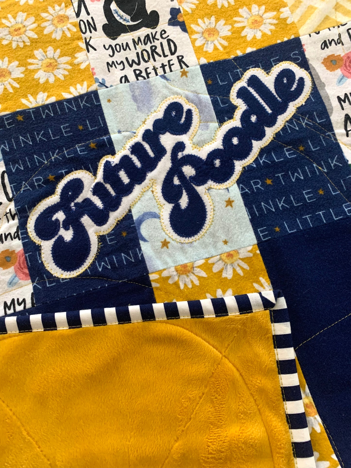 Patchwork Flannel (Blue + Gold) Quilt