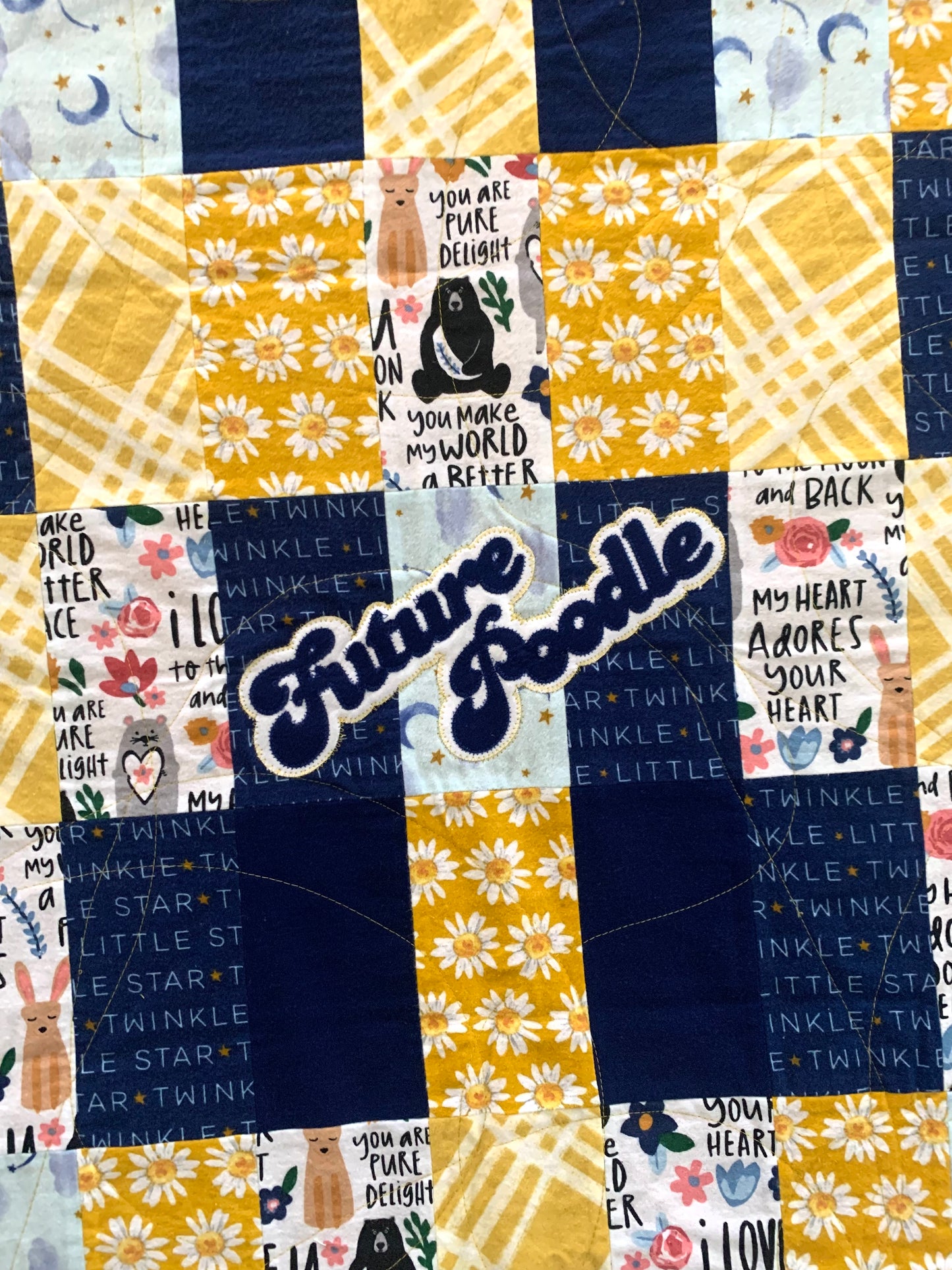 Patchwork Flannel (Blue + Gold) Quilt