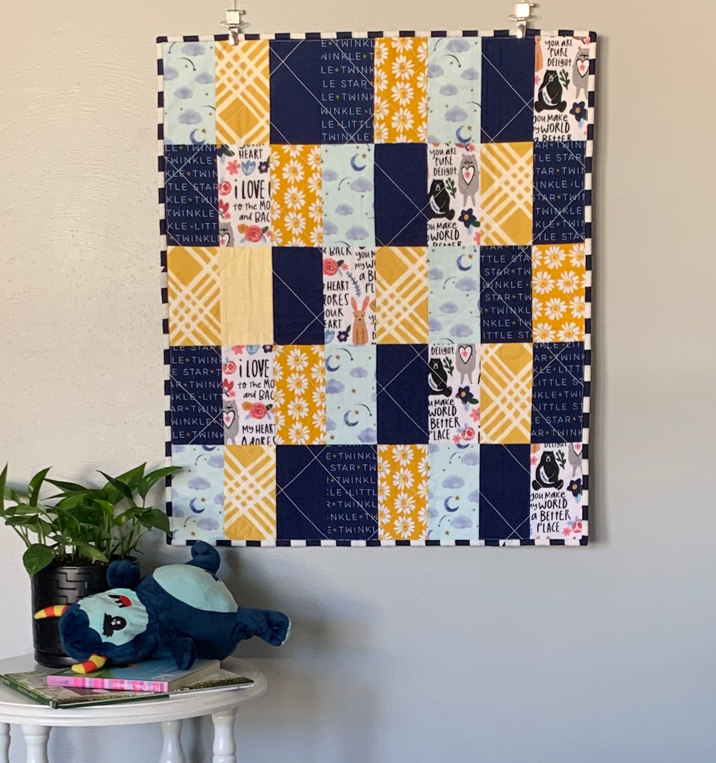 Patchwork Flannel (Blue + Gold) Quilt