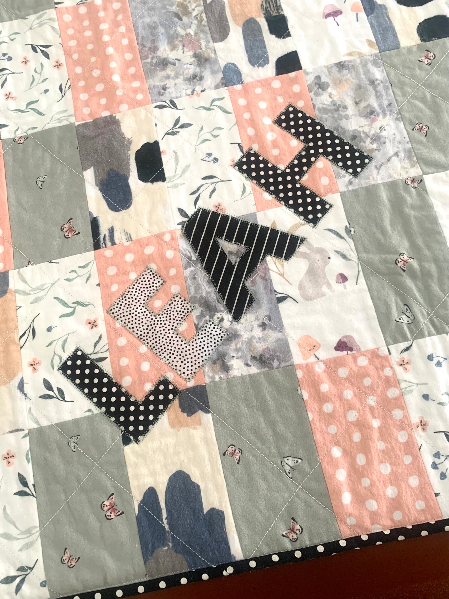 Patchwork Flannel (Peach + Sage) Quilt