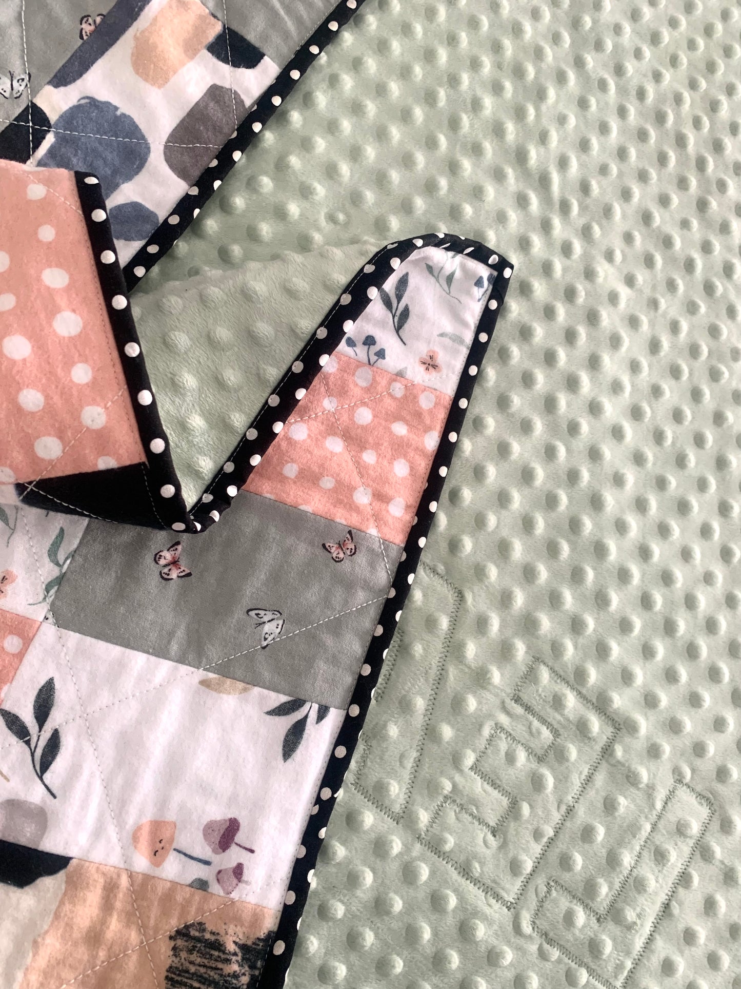 Patchwork Flannel (Peach + Sage) Quilt