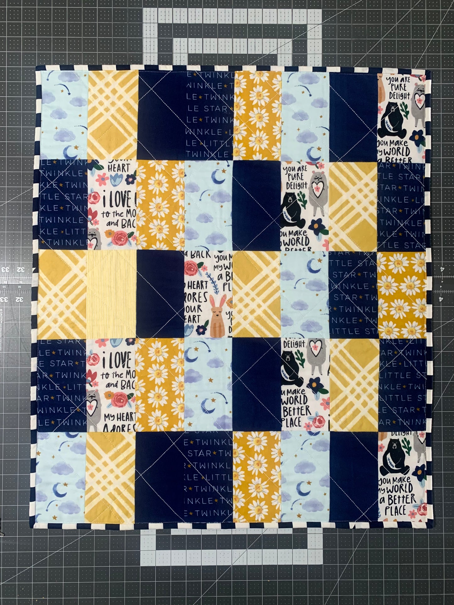 Patchwork Flannel (Blue + Gold) Quilt