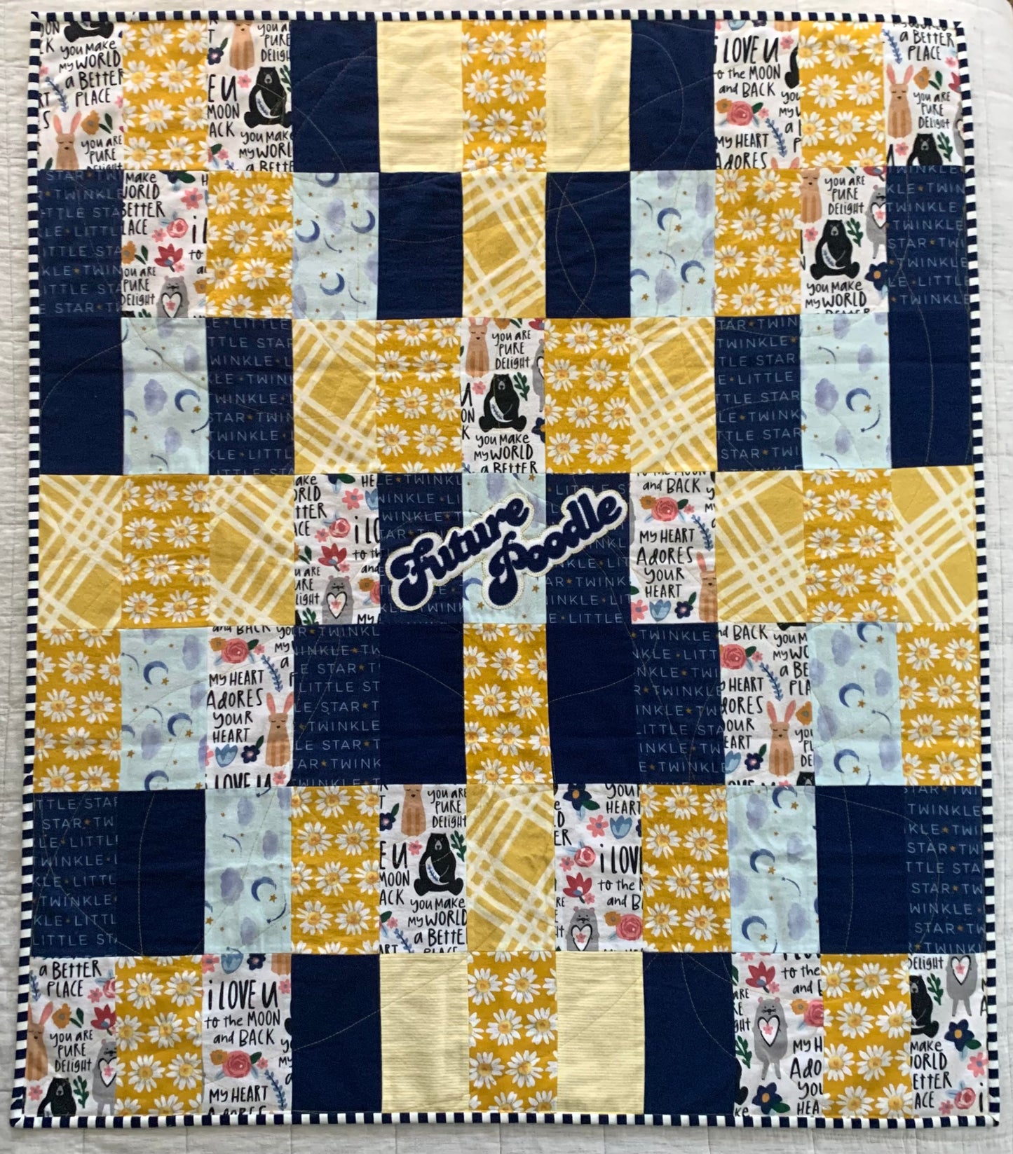 Patchwork Flannel (Blue + Gold) Quilt