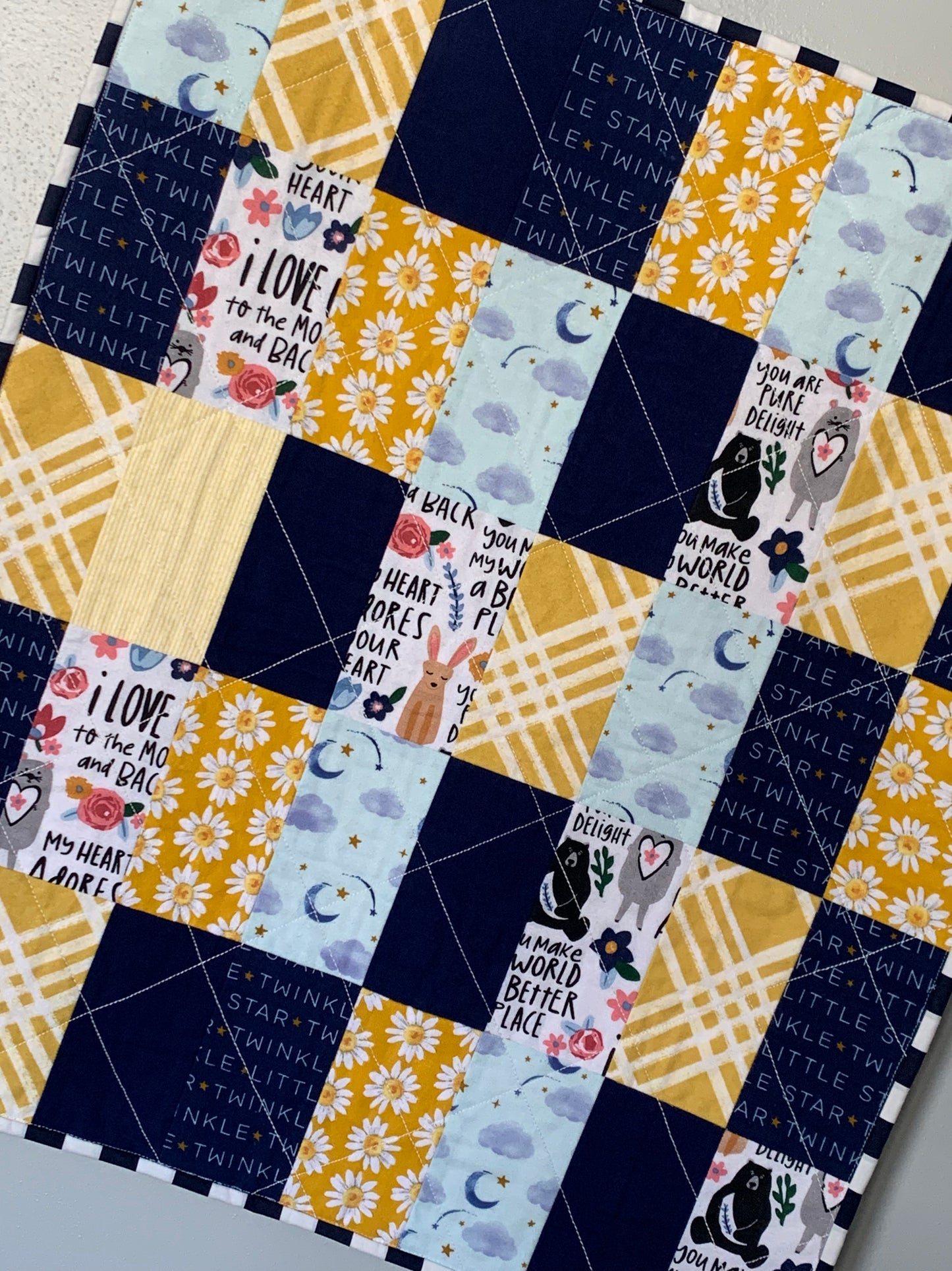 Patchwork Flannel (Blue + Gold) Quilt